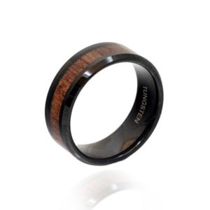 טבעת טונגסטן גלגל מהגוני שחור