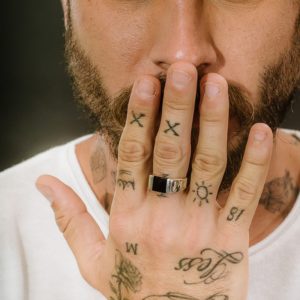 טבעת כסף 925 קלאסית ריבוע שחור