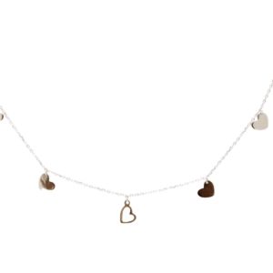 שרשרת תליוני לבבות מכסף