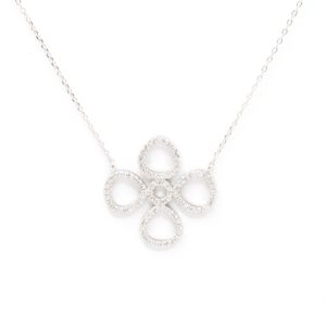 שרשרת תלתן מכסף משובצת זירקונים