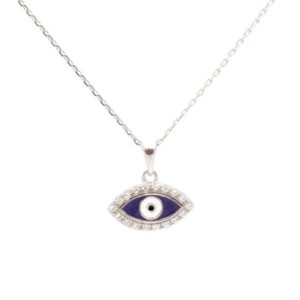 שרשרת עין כחולה מכסף משובצת זרקנים