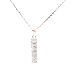 שרשרת מלבן מוארך מכסף משובץ בזירקונים