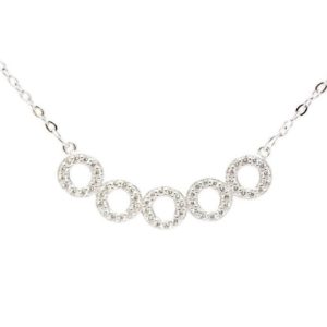 שרשרת חמישה עיגולים מכסף משובצת בזירקונים