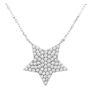 שרשרת כוכב מכסף משובצת זירקונים