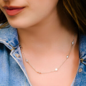 שרשרת עיגולים זרקנית מכסף