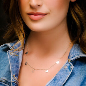 שרשרת תליוני לבבות מכסף