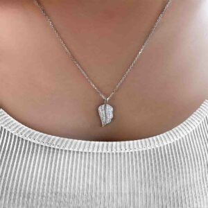 שרשרת עלה אלגנטית מכסף משובצת זירקונים