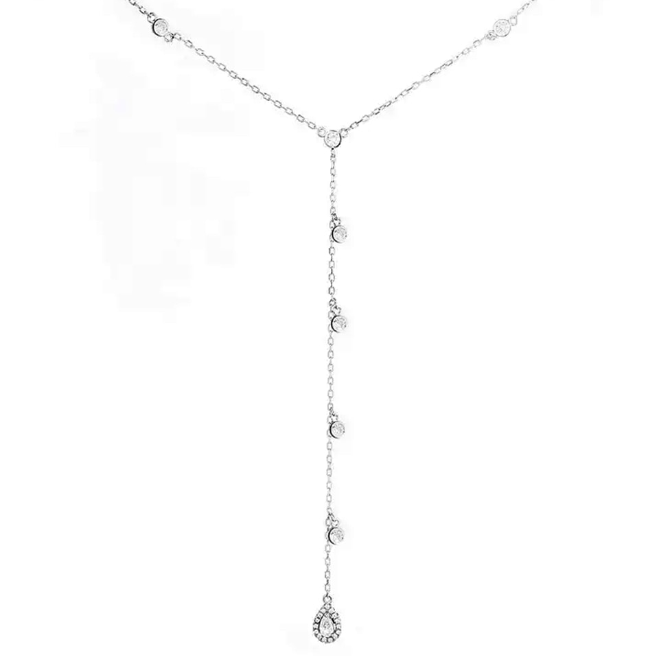 שרשרת עניבה עיגולים מכסף משובצת זירקונים – תמונה 2