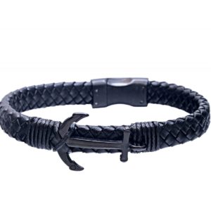 צמיד עם אלמנט עוגן שחור מט