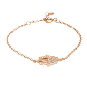 צמיד חמסה רוז גולד משובצת זירקונים