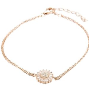 צמיד רוז גולד פרח רצועות כפולות