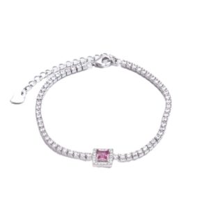 צמיד טניס משובץ זרקן אדום וזירקונים