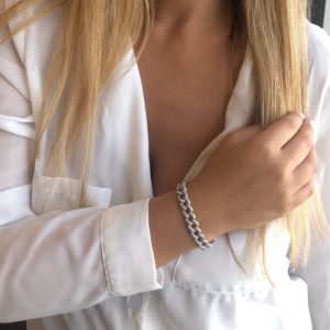 צמיד גורמט כסוף משובץ זירקונים צבע כסף