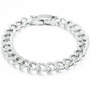 צמיד גורמט דק משובץ זירקונים בצבע כסף