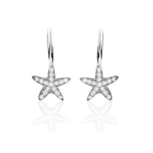 עגילי כסף כוכב משובצים זירקונים