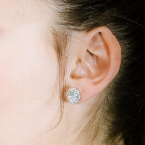 עגילי כסף ריבוע עם זרקן מרובע