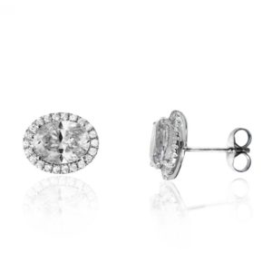 עגילי כסף זרקן מרכזי גדול מסגרת משובצת