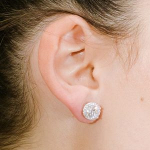 עגילי כסף זרקן מרכזי גדול מסגרת משובצת