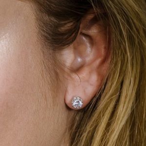 עגילי כסף זרקן מרכזי עגול