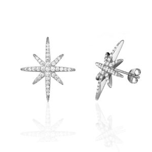 עגילי כסף כוכב הצופן גדול