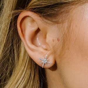 עגילי כסף כוכב הצפון קטן