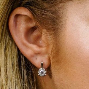 עגילי כסף פרח זרקן מרכזי