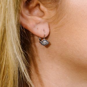 עגילי כסף עין שיבוץ כחול