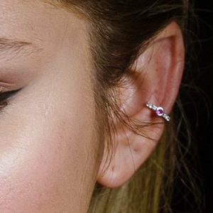 הליקס מכסף עם זרקן ורוד משובץ זירקונים