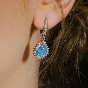 עגילים מכסף זרקן תכלת אלמנט נופל