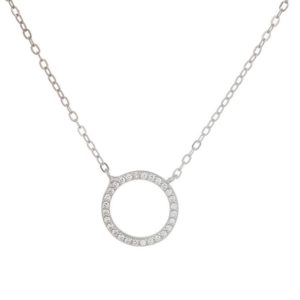 שרשרת מעגל החיים בינונית מכסף משובצת זירקונים