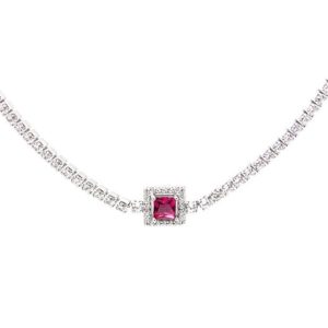 צ'וקר טניס עם אלמנט מרובע ורוד מכסף