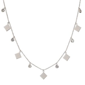 שרשרת עיגולים עם אלמנט מרובע מכסף