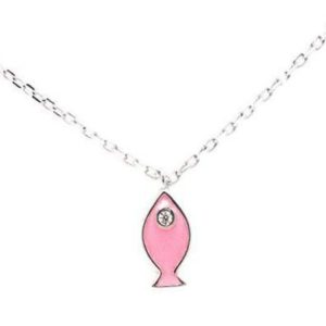 צ'וקר דג ורוד מכסף משובץ זירקון