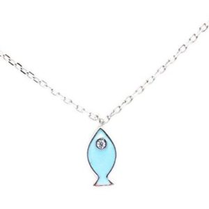 צ'וקר דג תכלת מכסף משובץ זירקון