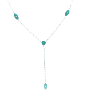 שרשרת עניבה עין תכלת מכסף