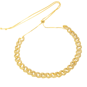 שרשרת גורמט זהב משובצת זירקונים