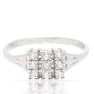 טבעת כסף אלמנט מרובע