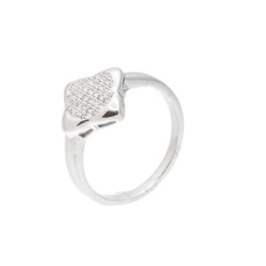 טבעת כסף תלתן משובץ