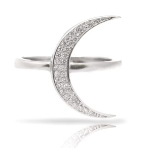טבעת כסף חצי ירח גדול