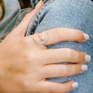 טבעת כסף חצי ירח גדול