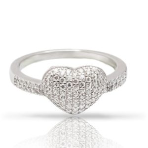 טבעת כסף לב מנופח מעוטרת זירקונים