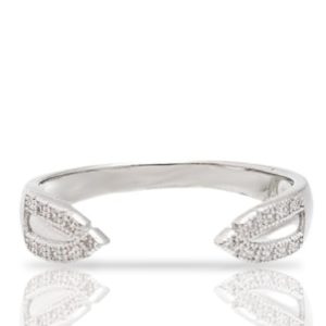 טבעת כסף עלים משובצים זירקונים