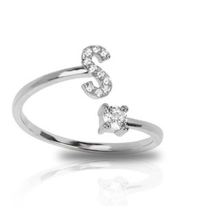 טבעת אות S כסף 925