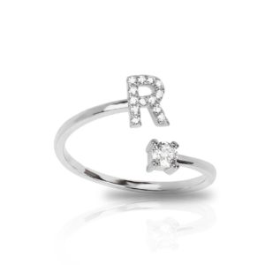 טבעת אות R כסף 925