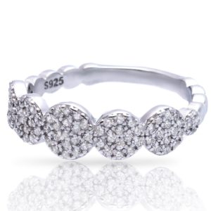 טבעת כסף אלמנטים עגולים משובצים