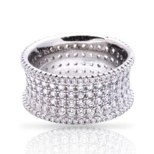 טבעת כסף גלגל מעוטר זירקונים