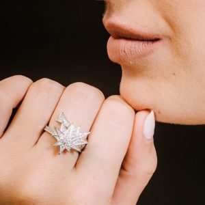 טבעת כסף כוכב מנצנץ