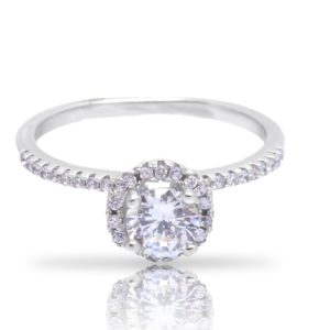 טבעת כסף זרקן מרכזי עגול מורם