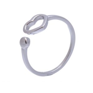 טבעת לב חלול גמישה מכסף 925 טהור