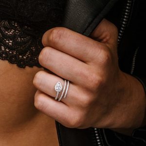 טבעת כסף טיפה שלוש רצועות